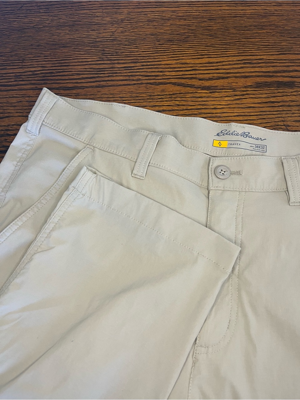 Eddie Bauer Travex Pants 38x32 Beige Performance Stretch Hiking Outdoor